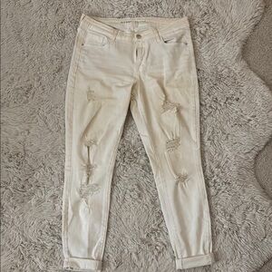 Old Navy White Skinny Jeans with Distressed Details